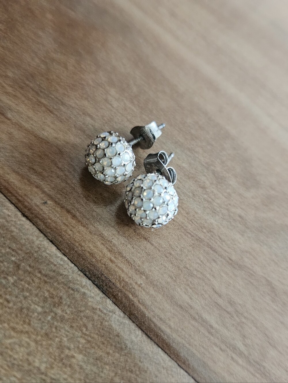 Crystal Pavé Ball Stud Earrings in White